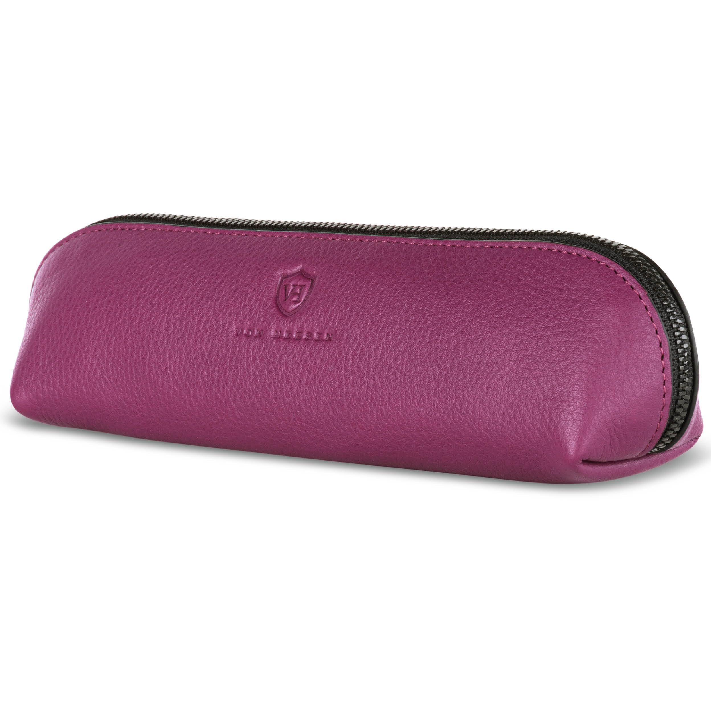 VON HEESEN® Echtleder Federmäppchen Leder Federmappe Etui für Stifte Mäppchen Schule Federtasche Uni Schlampermäppchen