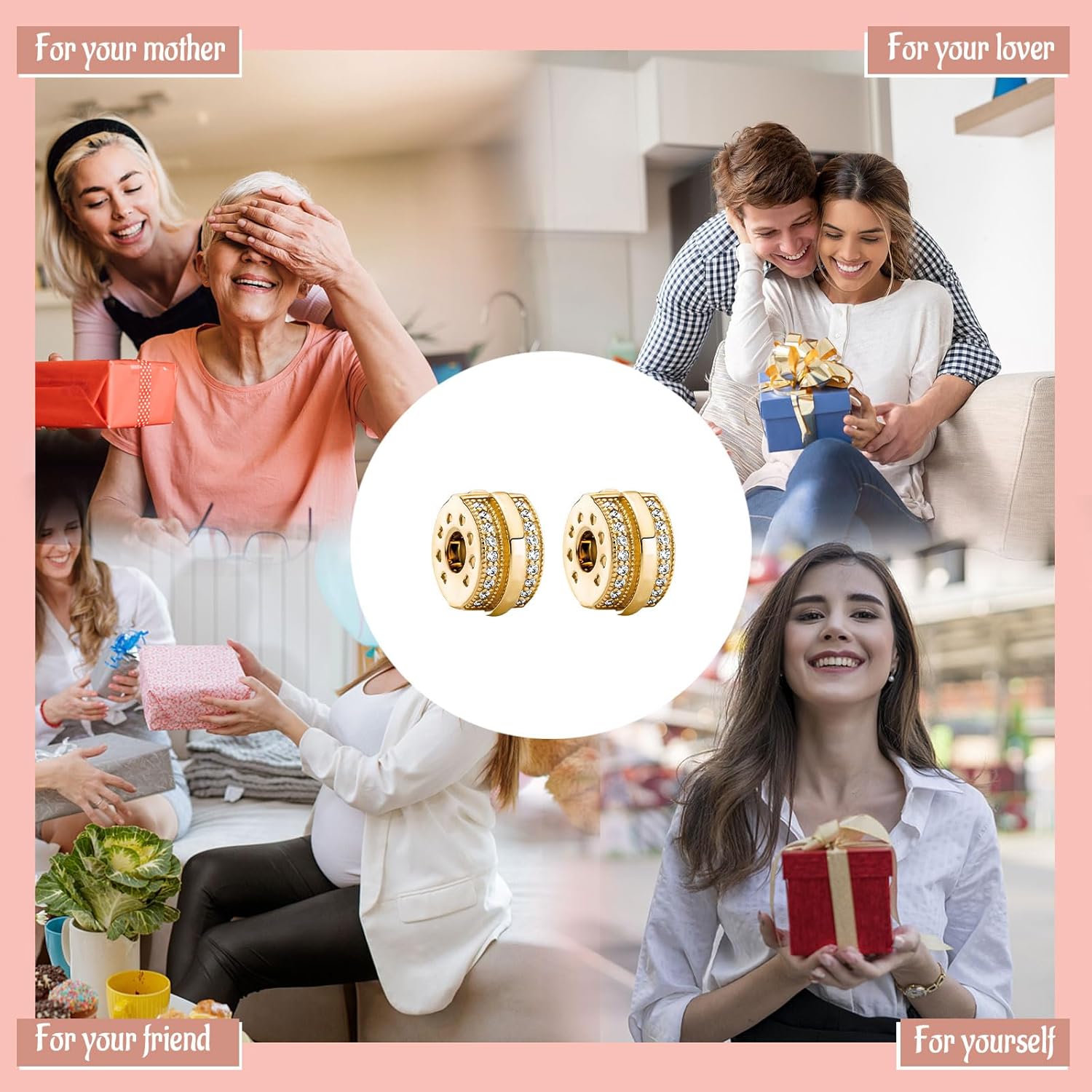 2PCS S925 Clip Stopper Spacer Charms for Pandora Bracelets, Pavé, CZ, Silver 14K Go... - Image 7