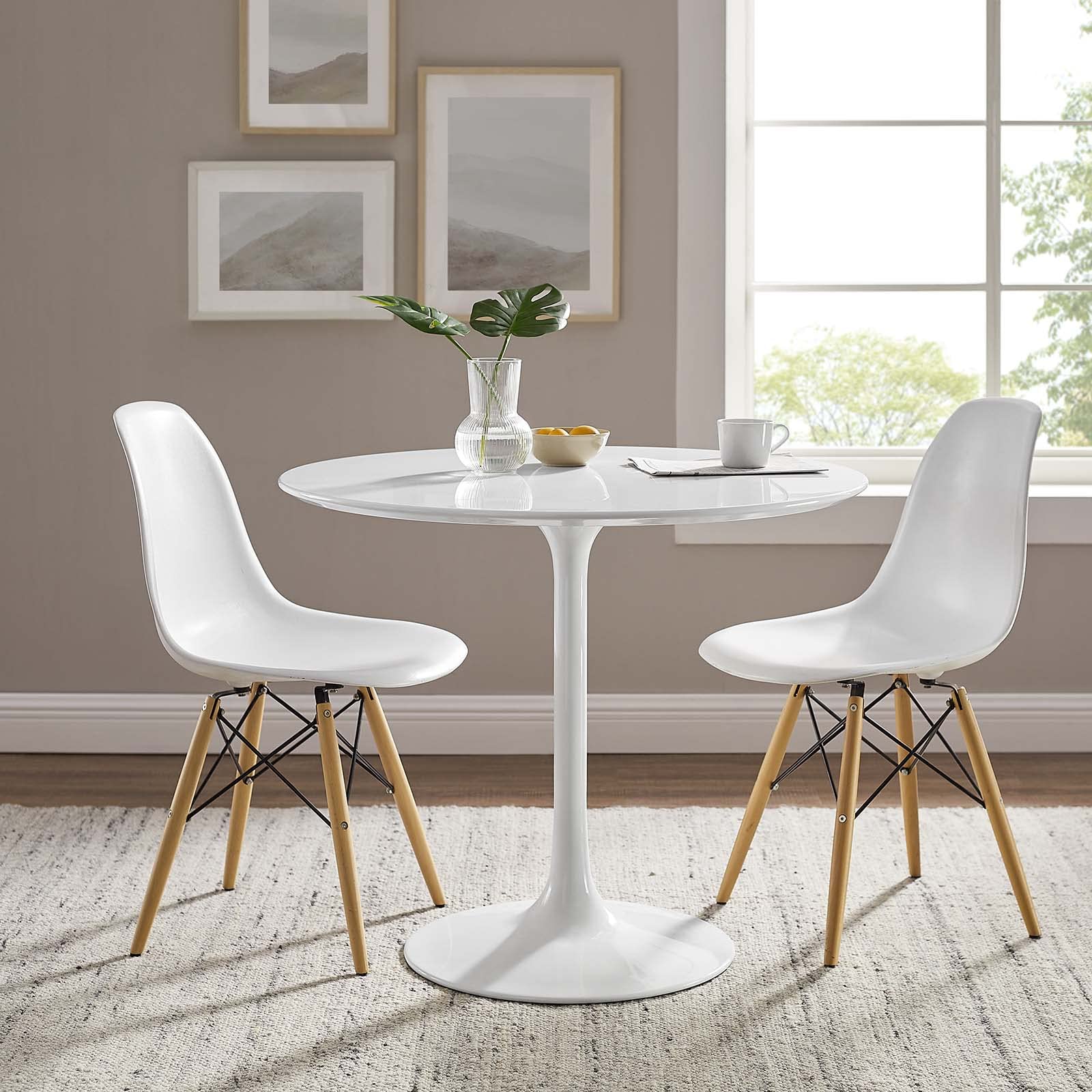 Modway Lippa Mid-Century Modern Dining Table with Round Top (TABLE TOP ONLY Replacement Pedestal Online Least Expensive Compatabile Pedestal Base $194 Mix n Match Colors Available -