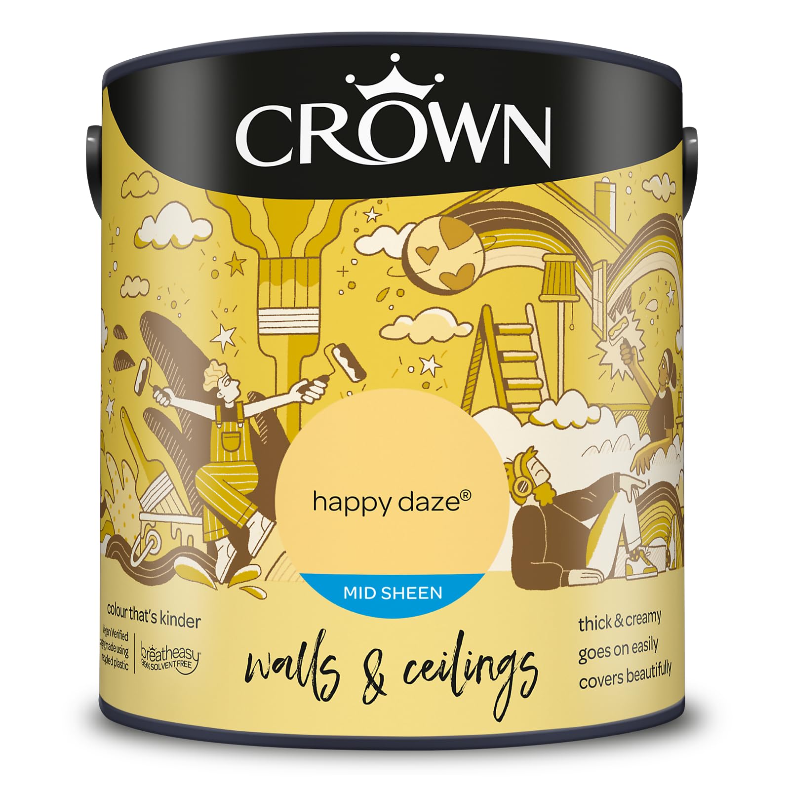 Crown Happy Daze® 2.5L Walls & Ceilings Mid Sheen Emulsion