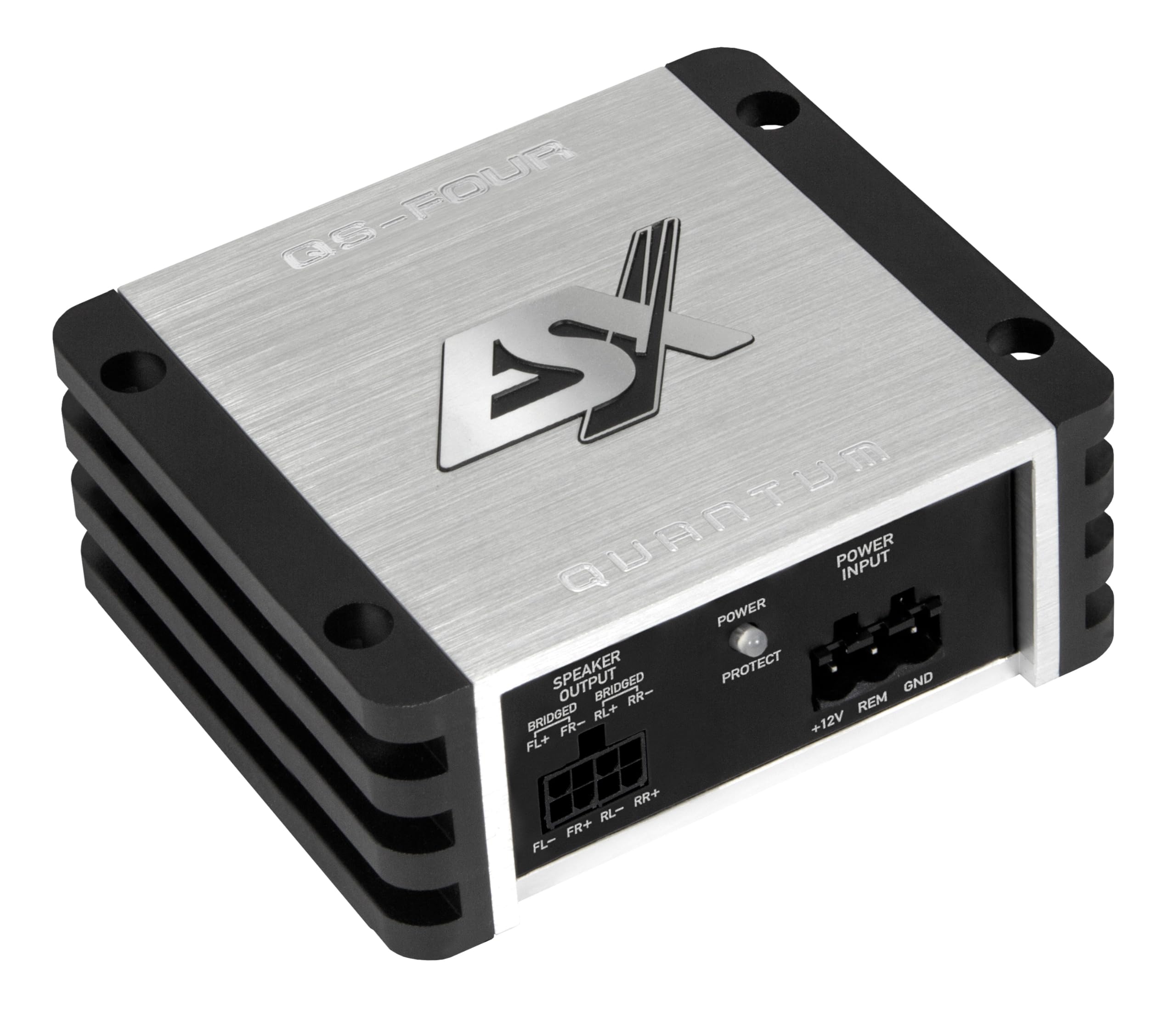 ESX QUANTUM QS-FOUR-ISO - Amplificateur ultra-compact pleine gamme de classe D avec 240 W RMS à seulement 90 x 35 x 80 mm | Faisceau de câblage ISO Plug & Play inclus | ESX Car Audio