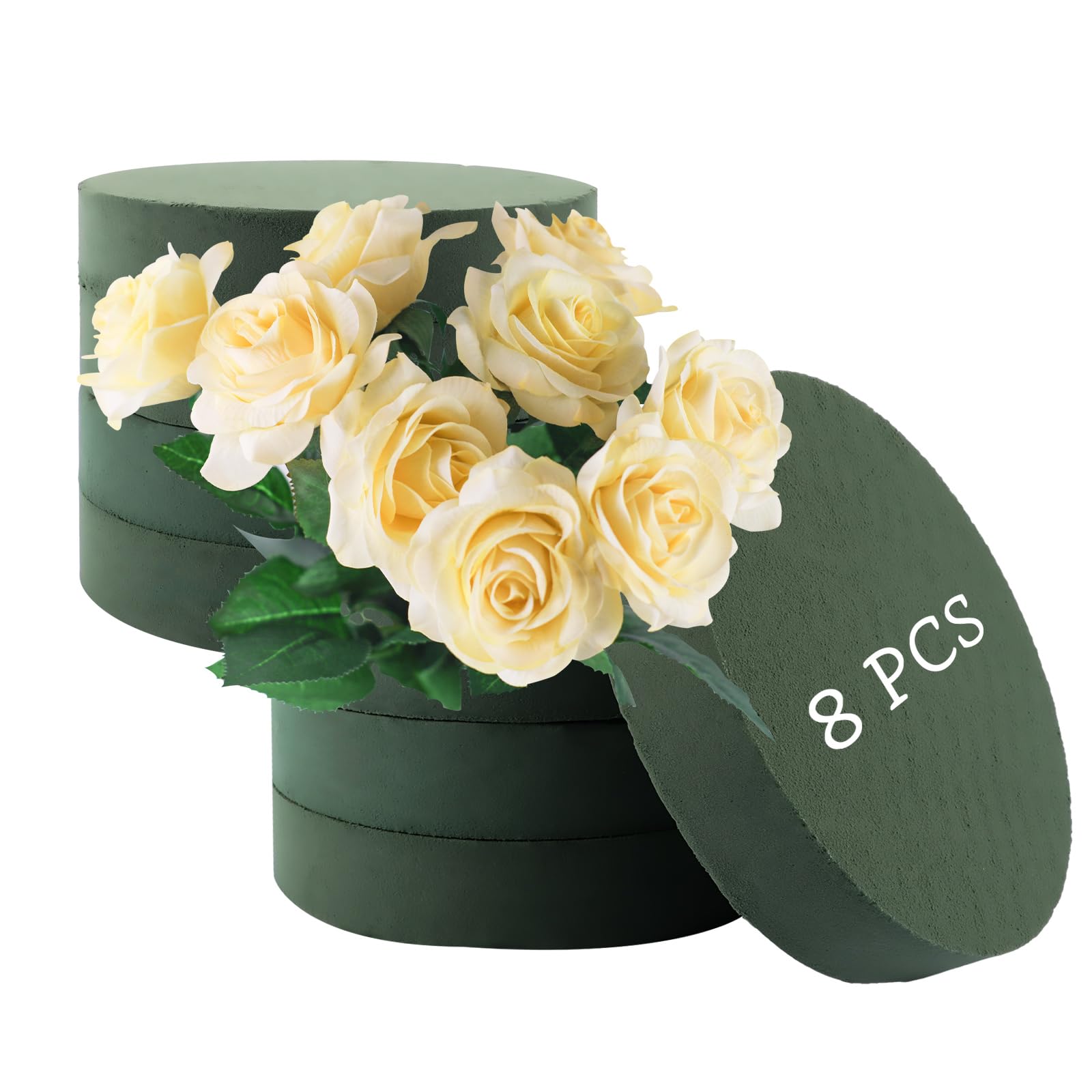 Lot de 8 pots de mousse à emboîter pour fleurs artificielles rondes - 8
