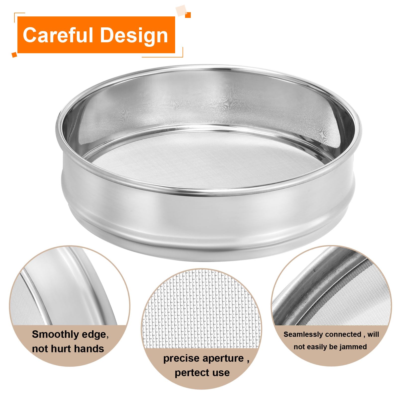 PATIKIL Tamis De Laboratoire 100 Mesh, Diamètre 8" Tamis D'essai En Toile Métallique 304 En Acier Inoxydable (0.15mm) Pour Laboratoire Industriel