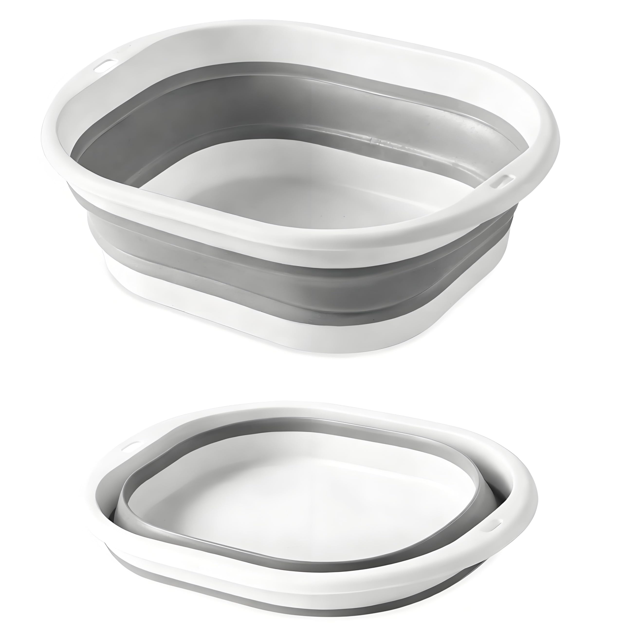 Lafefe Thickened Collapsible Washing Up Bowl, Portable Folding Wash Basin with Handles, Space Saving Camping Sink Multipurpose for Camping, Caravan, Kitchen & Travel(Gary, 3.5L)