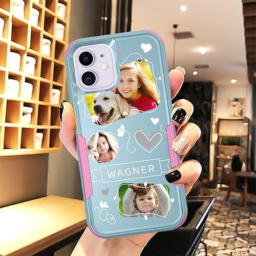 Vista 305 de Funda de fotos personalizada para Apple iPhone 11 Pro Max, patrón de collage a cuadros, personalizado para hacer imágenes en gruesa 3 híbrida Rosa