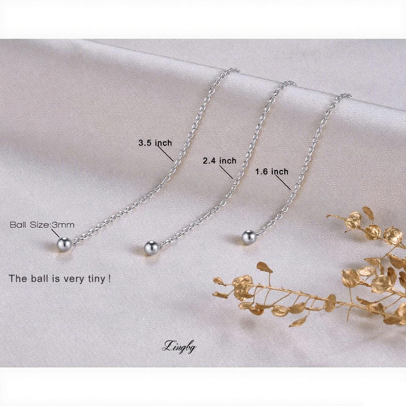 3 Pairs Threader Earrings 925 Sterling Silver Long Chain Earrings Bar/Ball Wrap Threader Drop Earrings for Women Lightweight Minimalist Mother's Day Jewelry Set - Image 5