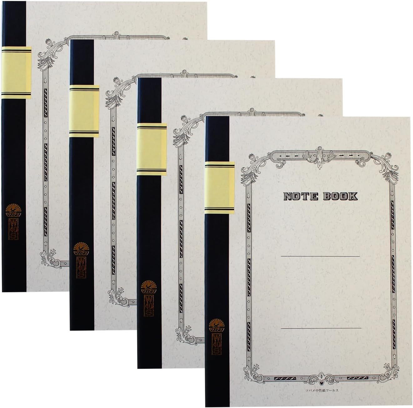 ツバメノート Tsubame Notebook, W3001, W40S-4P, B5, Ruled, 0.3 inches (8 mm) x 28 Lines, 40 Sheets, 4 Pack