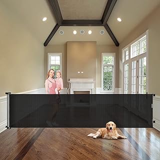 WOMHOM Extra Wide Retractable Gate for Large Opening - Baby & Dog Safety Gate (Black)