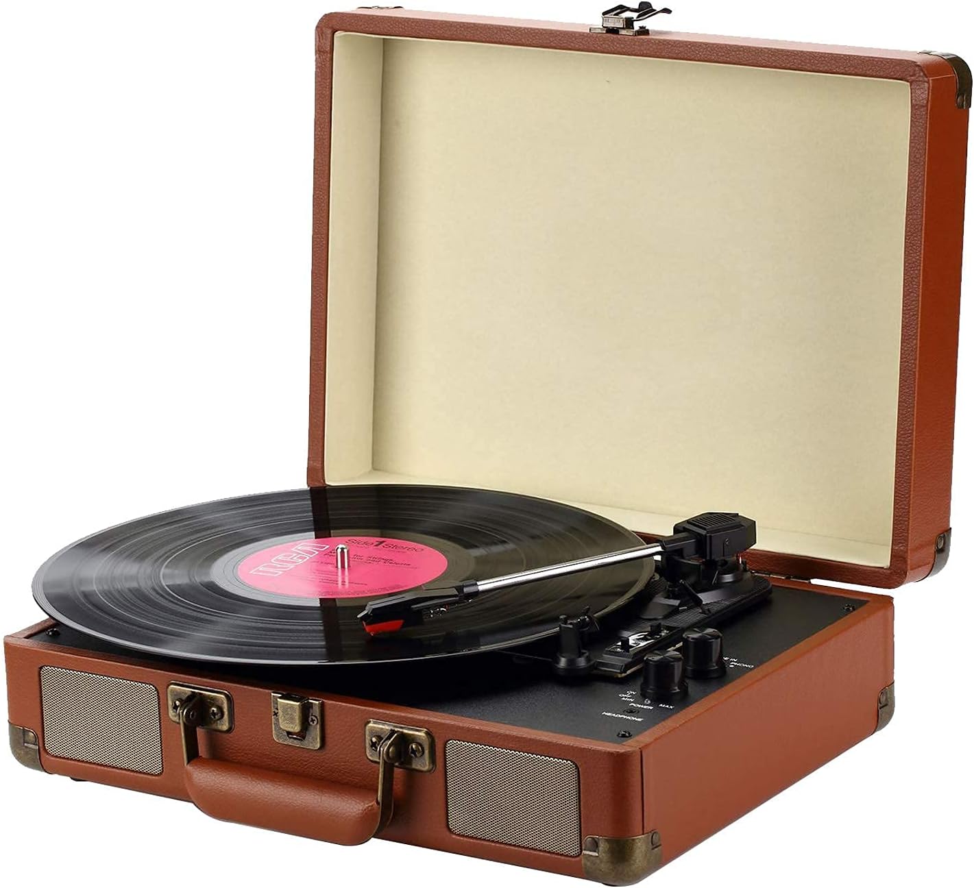 JRZTC Vinyl Record Player tooth Turntable with Built in Stereo Speakers Portable Vinyl Records Retro Vintage Phonograph 3 Speed Belt Drive Supports,USB/MP3 Music Playback