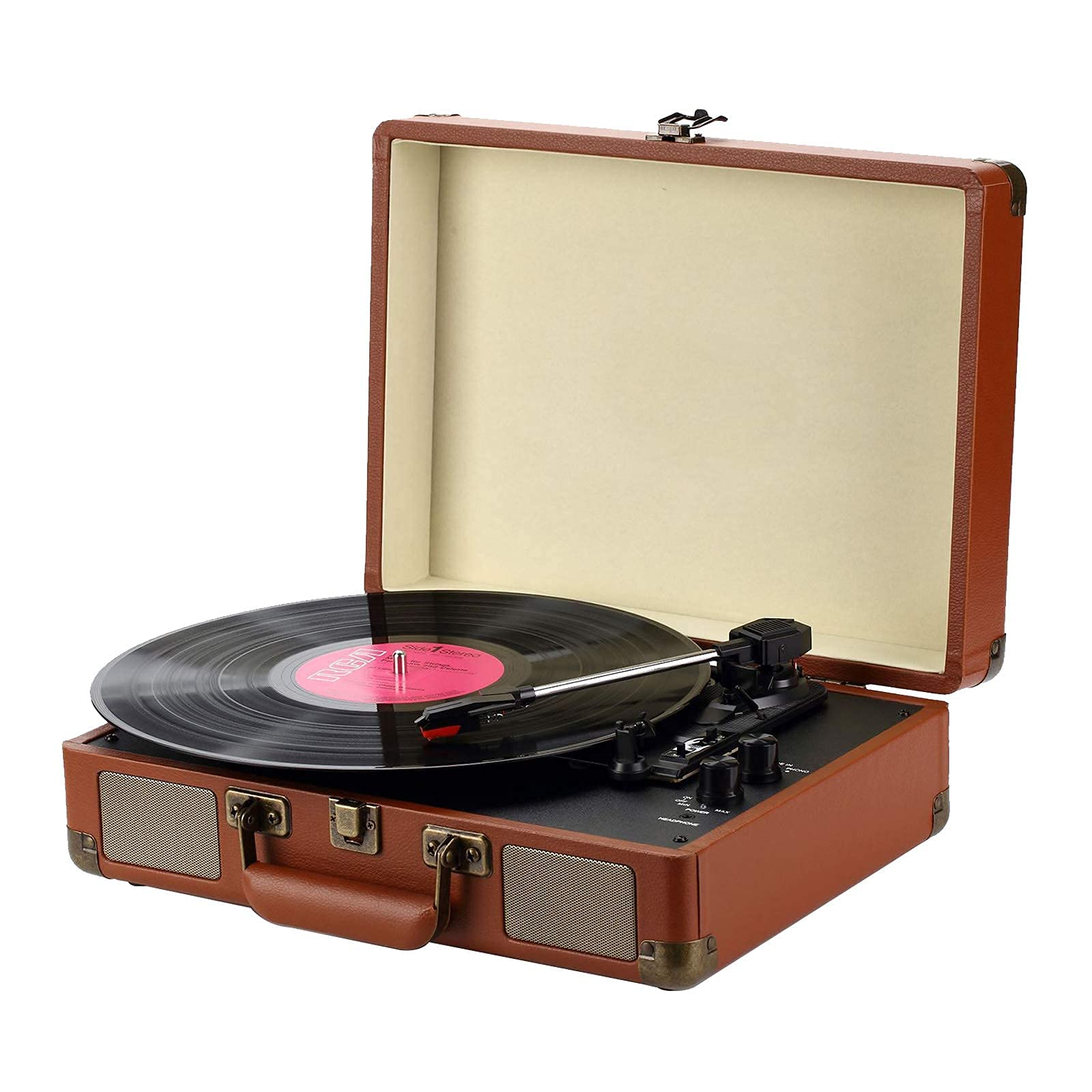 JRZTC Vinyl Record Player tooth Turntable with Built in Stereo Speakers Portable Vinyl Records Retro Vintage Phonograph 3 Speed Belt Drive Supports,USB/MP3 Music Playback