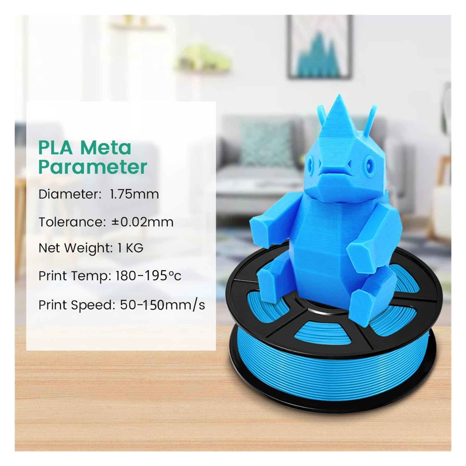 Filamento PLA Meta 3D, 1,75 mm, sin burbujas, color cálido, alta liquidez, impresión rápida, recambio de bolígrafo for niños, impresora 3D FDM de 1KG/2KG Impresora 3D Filamento(PLA-Meta Green 2KG)