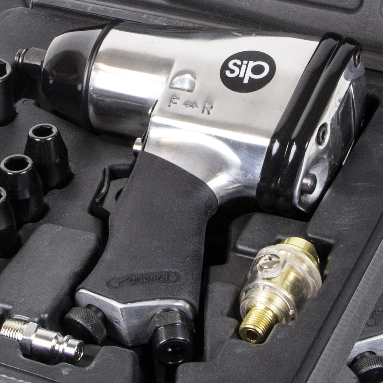 SIP 1/2" Air Impact Wrench Kit, 17 Piece Set Air Tools for Compressor 312Nm Working Torque, Black and Silver - Image 3