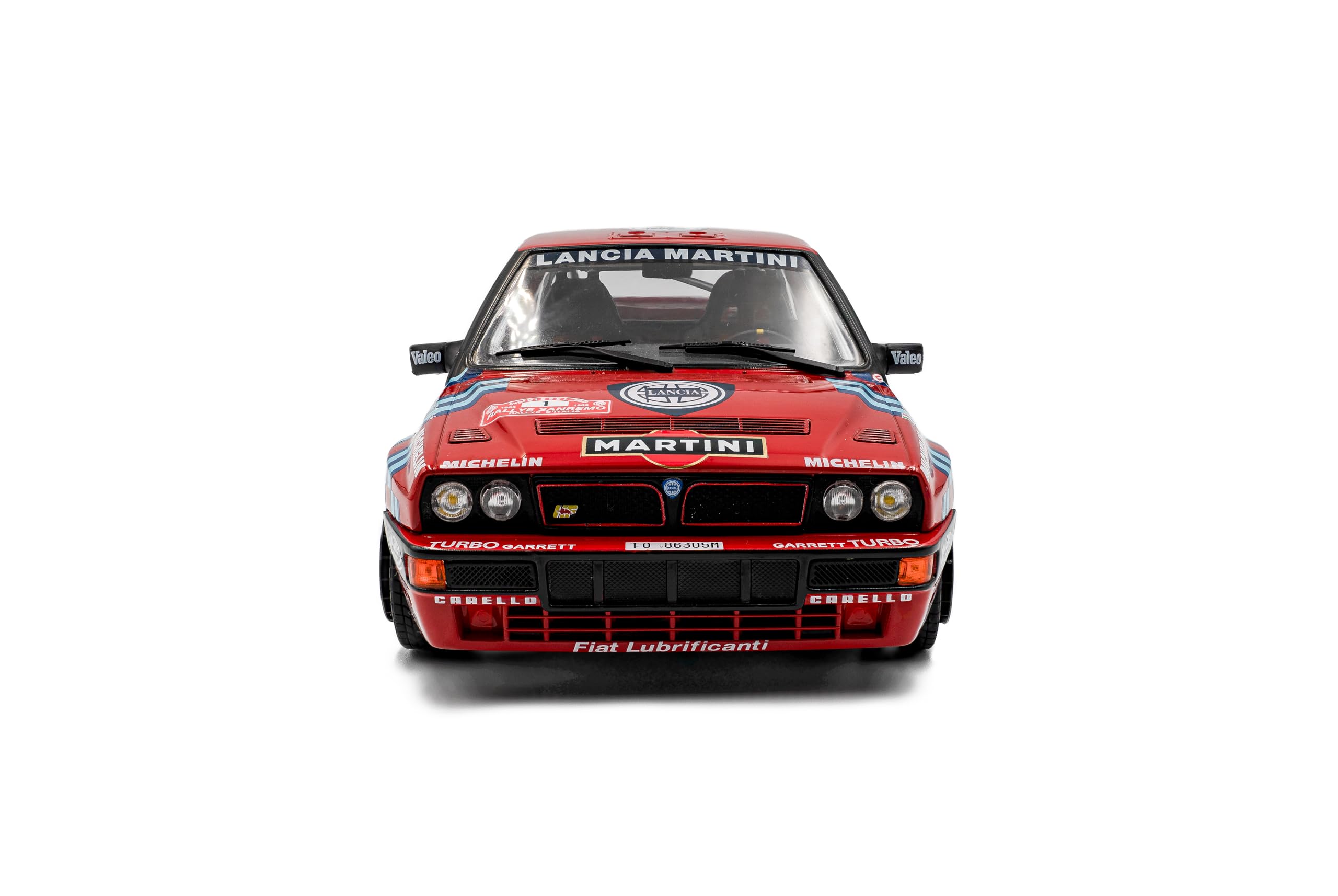 Solido Lancia Delta HF Integrale #1 - Veicolo da Rally Leggendario, Numero di partenza, Grafica, Doppio Faro Rotondo, Diecast Modello, Rosso, 1:18