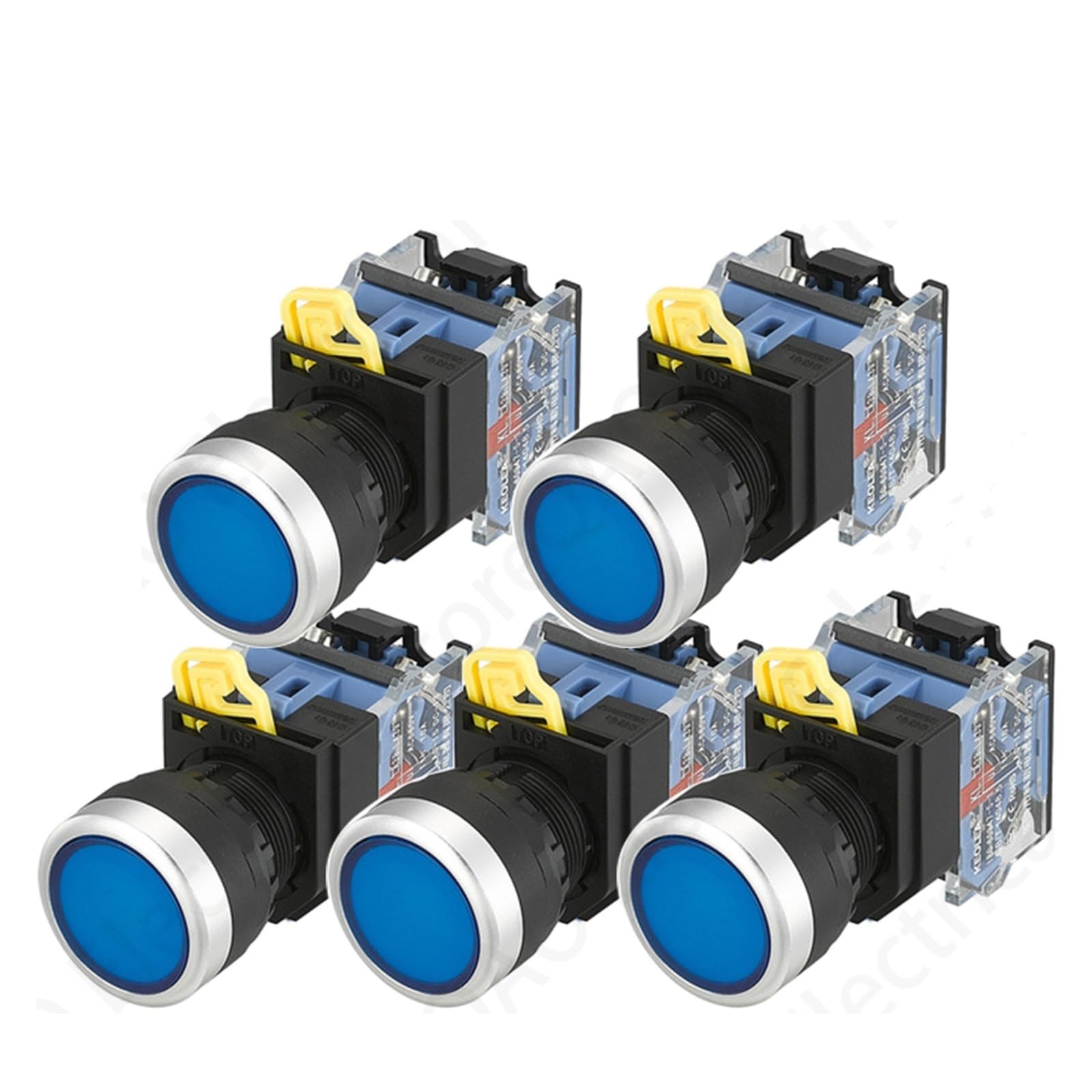 Interrupteur bouton-poussoir avec contact en argent LA38A-11BN momentané bleu 22mm