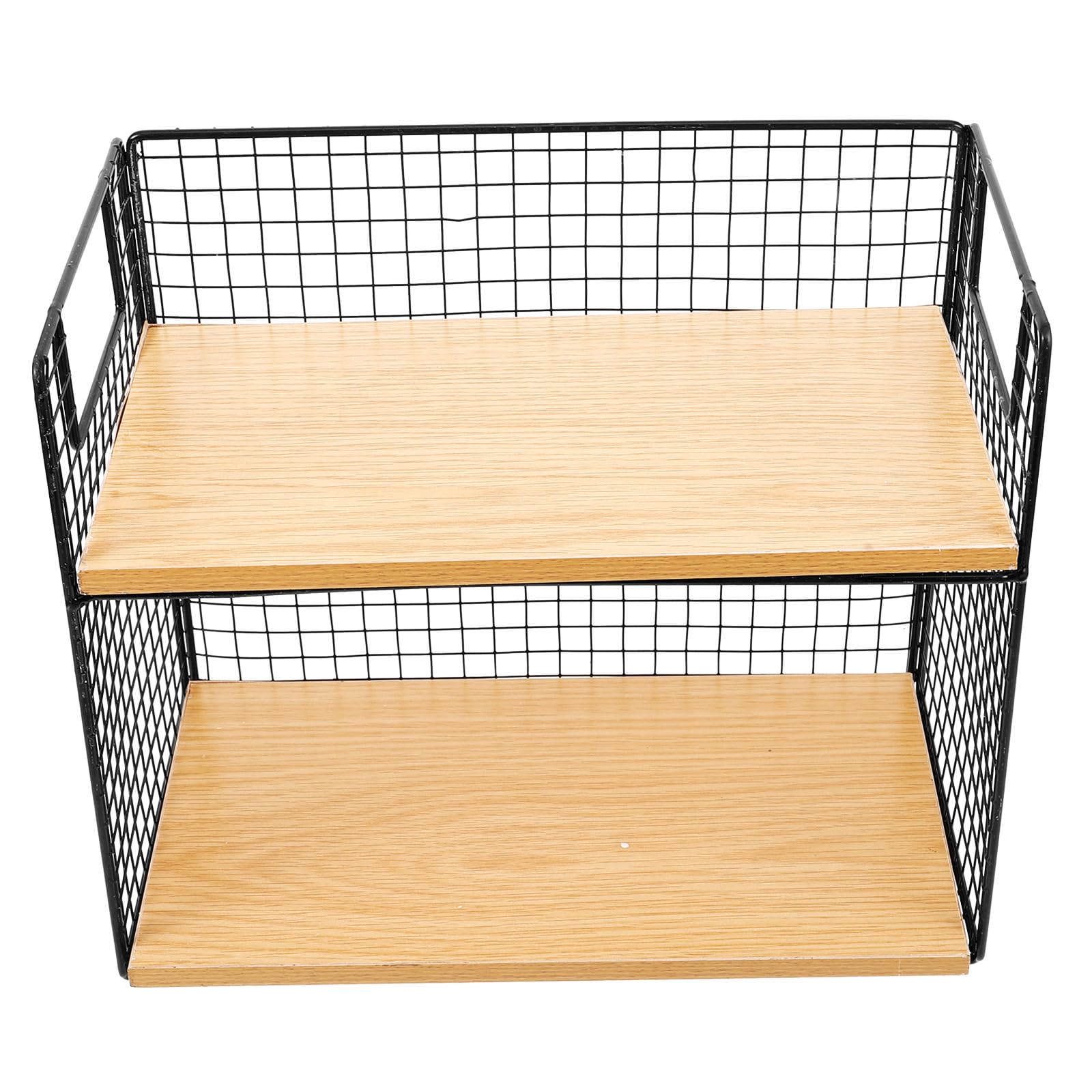 2 lagiges Küchenregal aus Metall und Holz Platzsparendes und Praktisches Aufbewahrungsregal für Esstisch und Küche mit Becherhalter