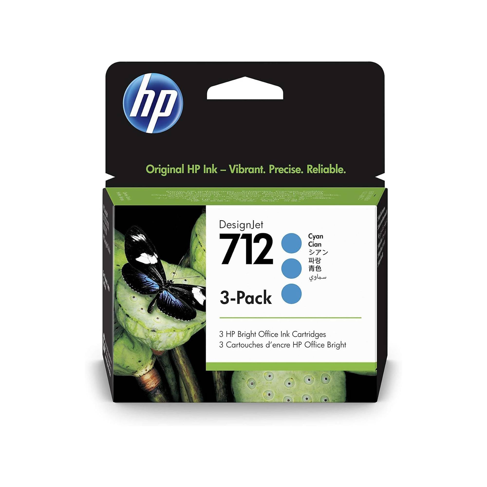 HP 712 Ciano, Confezione da 3 Cartucce Inchiostro Originali