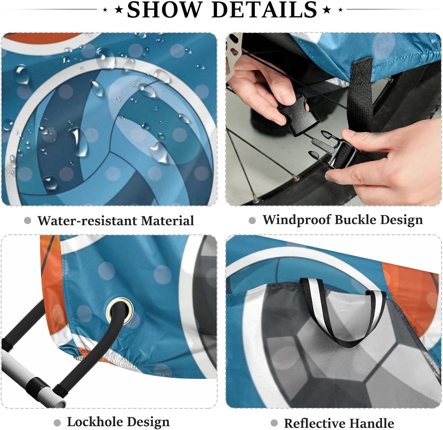 Blue Basketball Football Outdoor Bike Cover Uv Resistant Exercise Bike Cover Bikes Storage