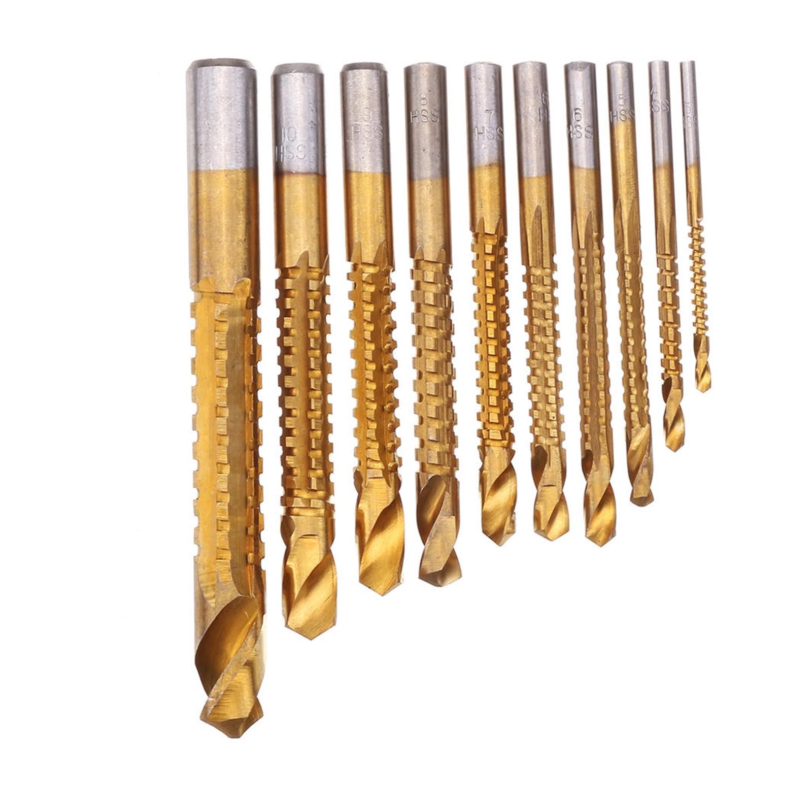 10 szt. 3-13mm zestaw wierteł spiralnych z powłoką HSS wiertło do rowków do cięcia drewna i metalu