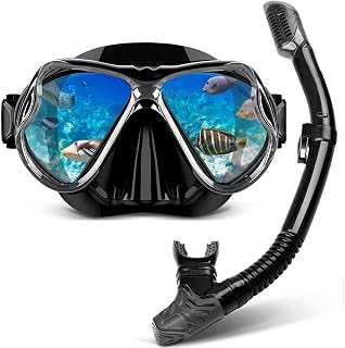 Set da Snorkeling A Secco, Ampia Vista Panoramica, Maschera per Immersioni Subacquee Antiappannamento, Attrezzatura da Snorkeling Professionale E Respirazione Facile per Adulti