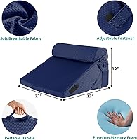 Vista 3 de Bedluxe 3Pcs Orthopedic Bed Wedge Pillow Set, Foam Wedge Pillow Post Surgery for Back, Leg and Knee Support, Adjustable 9&12 Inch Folding Triangle