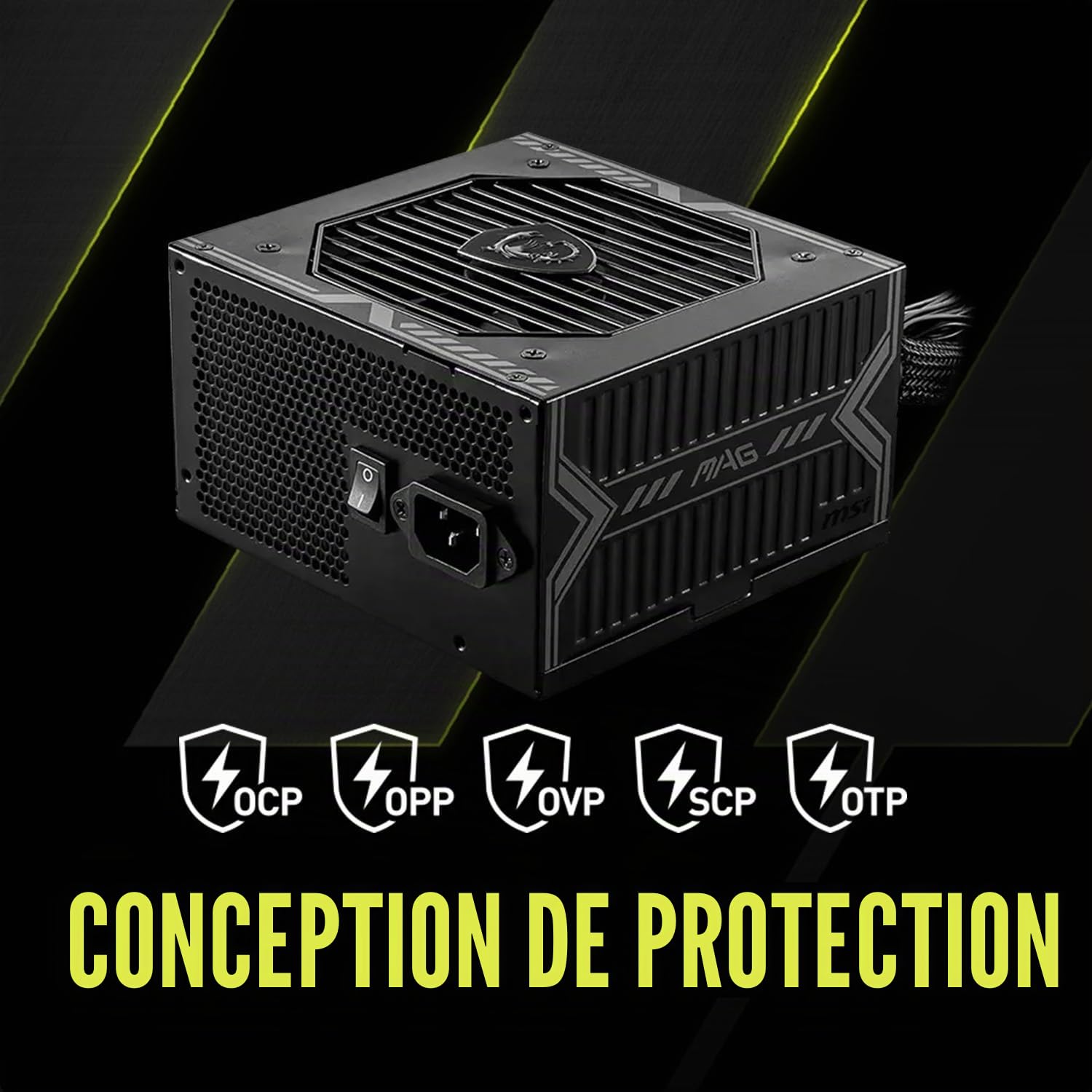MSI MAG A750BE Bloc d'alimentation de Jeu - Certifié 80 Plus Bronze 750 W - Semi-modulaire - PSU ATX à Faible Bruit
