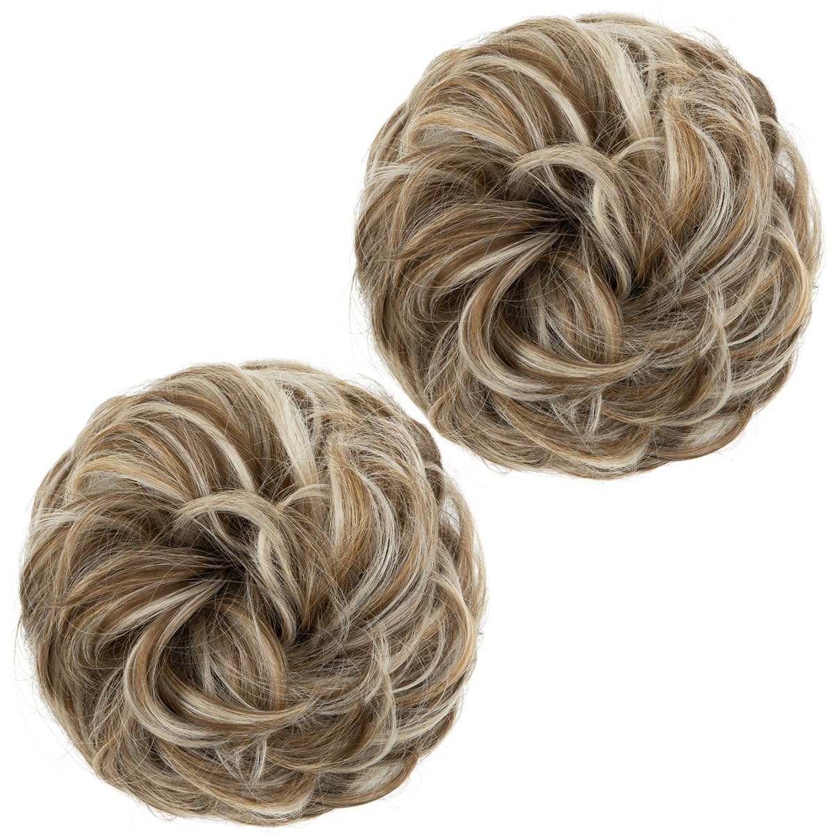 SARLA 2PCS Messy Bun Hair Pieces for Womens Synthetic Scrunchies Buns Extension Hairpieces Updo Pony Tail Beige Multi - Image 2