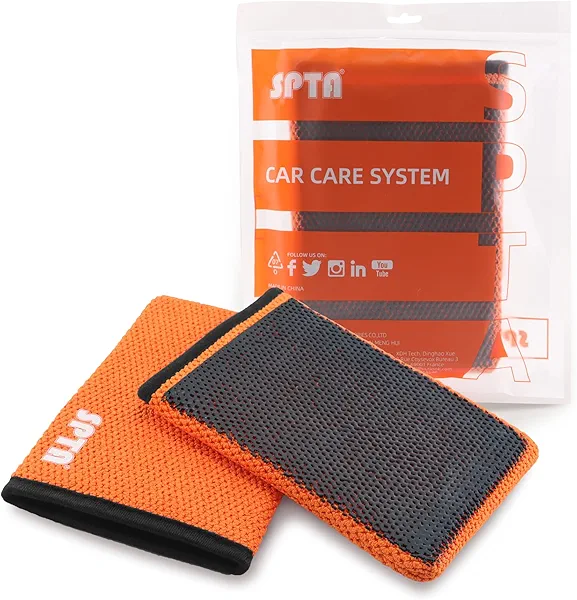 SPTA Clay Mitt, 1Pc Fine Grade Clay Bar Wash Mitt, Clay Eraser Mitt for Car Detailing, Auto Detailing Clay Bar Glove Quickly Removes Debris from Your Paint, Glass, Wheels, & More-CHMLG01