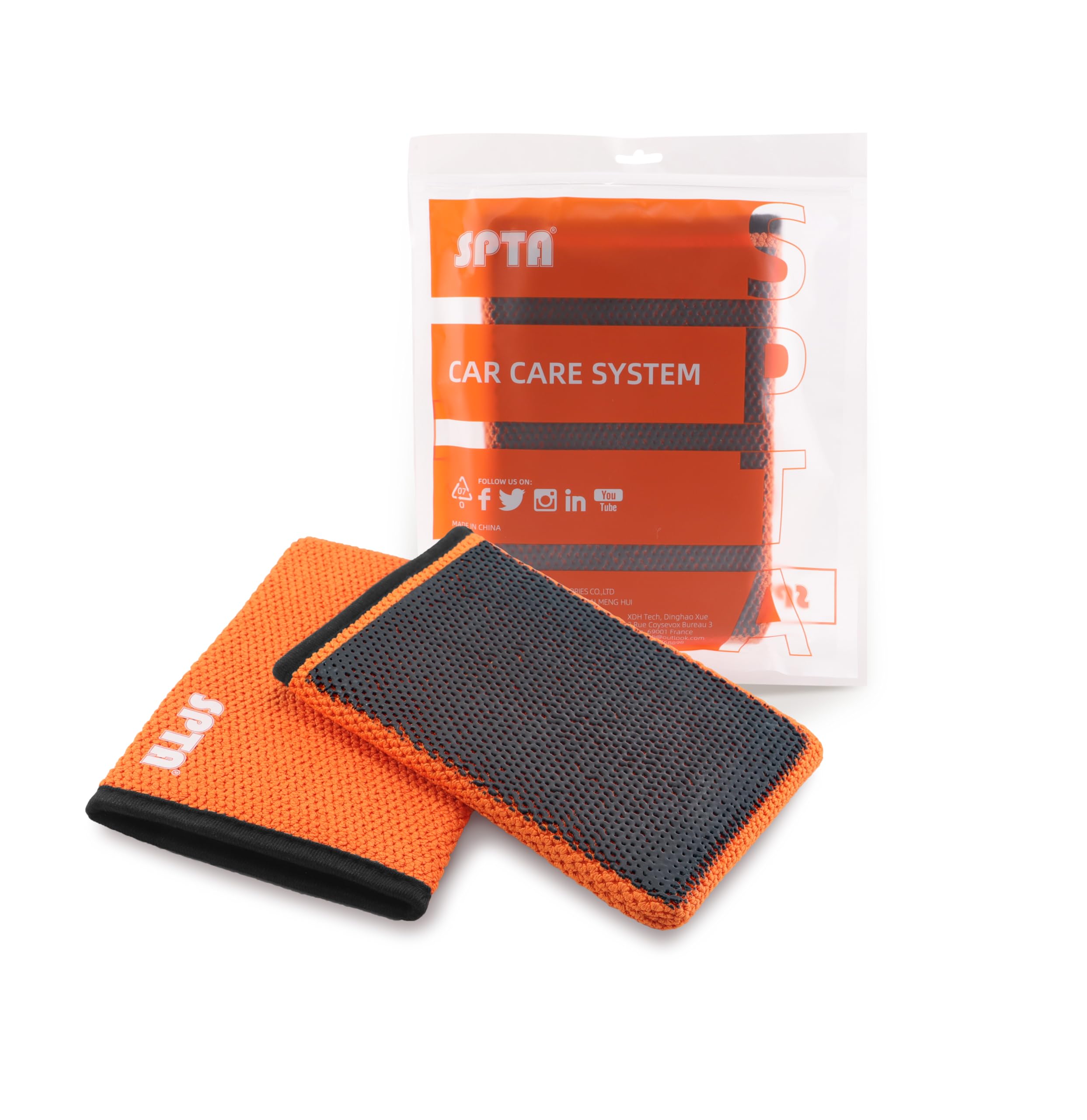 SPTA Clay Mitt, 1Pc Fine Grade Clay Bar Wash Mitt, Clay Eraser Mitt for Car Detailing, Auto Detailing Clay Bar Glove Quickly Removes Debris from Your Paint, Glass, Wheels, & More-CHMLG01