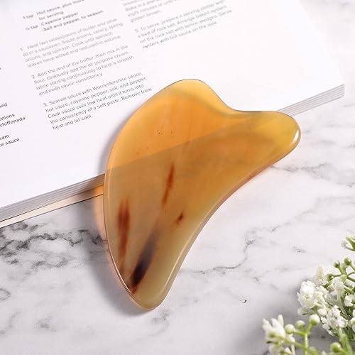 Miniatura 7 de SUPVOX Gua Sha - Herramienta de masaje para raspar, cuerno de búfalo natural, tabla de gua sha, terapia de masaje, piedras antienvejecimiento,