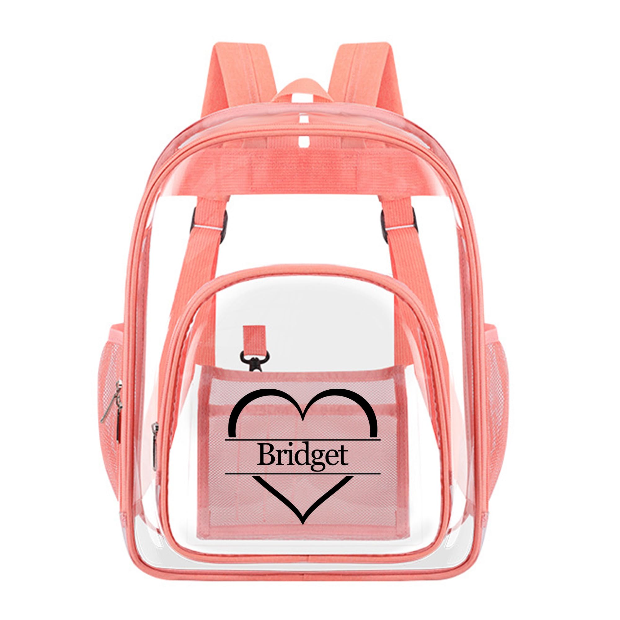 Cooayyaooc Personalized Clear Backpack Customized Name Cute Clear Bookbag Heavy Duty See Through Transparent Backpack Pink/Black/Gray