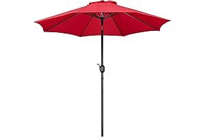 Yaheetech Red 9ft Outdoor Patio Umbrella with Push Button Tilt and Crank