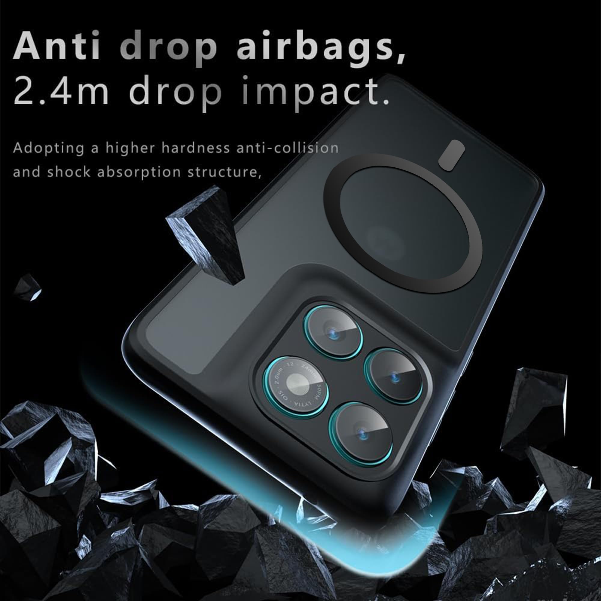 Effcotuo Magnetische telefoonhoes voor Motorola Moto Edge 60 Pro [compatibel met MagSafe], flexibele siliconen matte acrylbeschermhoes, magneet, telefoonhoes, stootvast, transparant