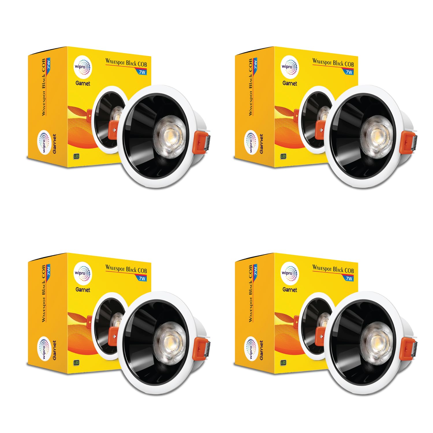 Wipro Garnet 7 Watt Wave Spot Black COB | Neutral White (2700K) | High Voltage (440V) & Surge Protection (4 KV) | Sharp Beam Angle with Reflector for Home, Office and Store Cabinet Display | Pack of 4-image-40