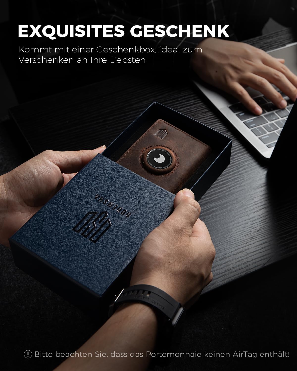 DODENSHA® Airtag 2 Wallet Herren mit XL Münzfach I MagSnap Kartenetui Herren I Smart Airtag Wallet für 10+ Karten I Geldbörse Herren mit RFID Schutz I Portmonee Herren mit AirTag* Fach I Redbrown