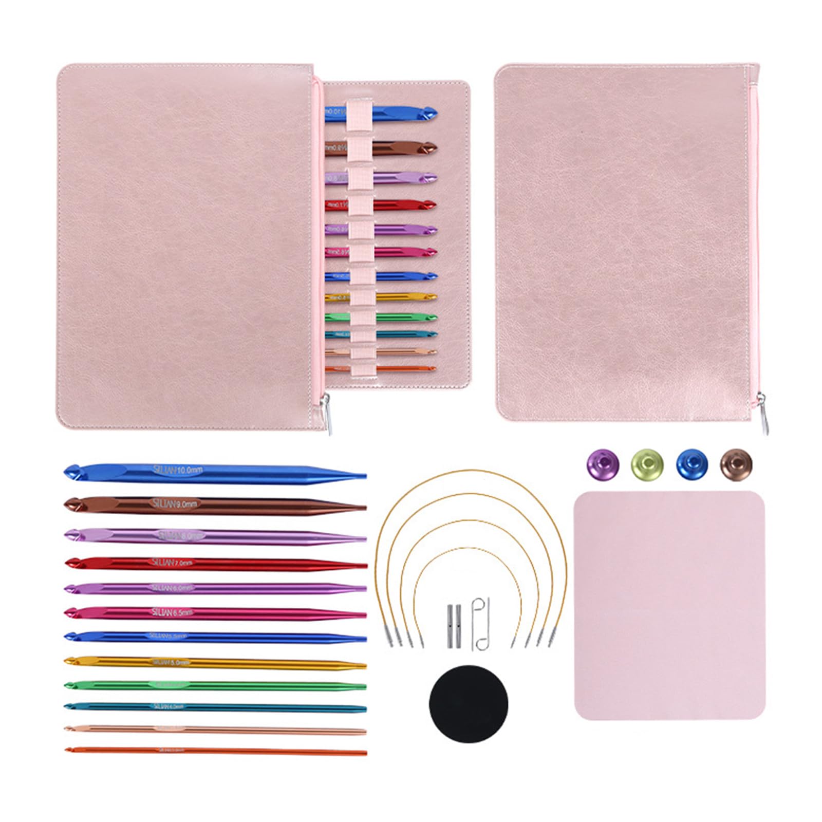 12Pcs Tunisian Crochet Hook with Cable Tunisian Afghan Knitting Needle 3.0mm-10mm Interchangeable Set Interchangeable with Cables
