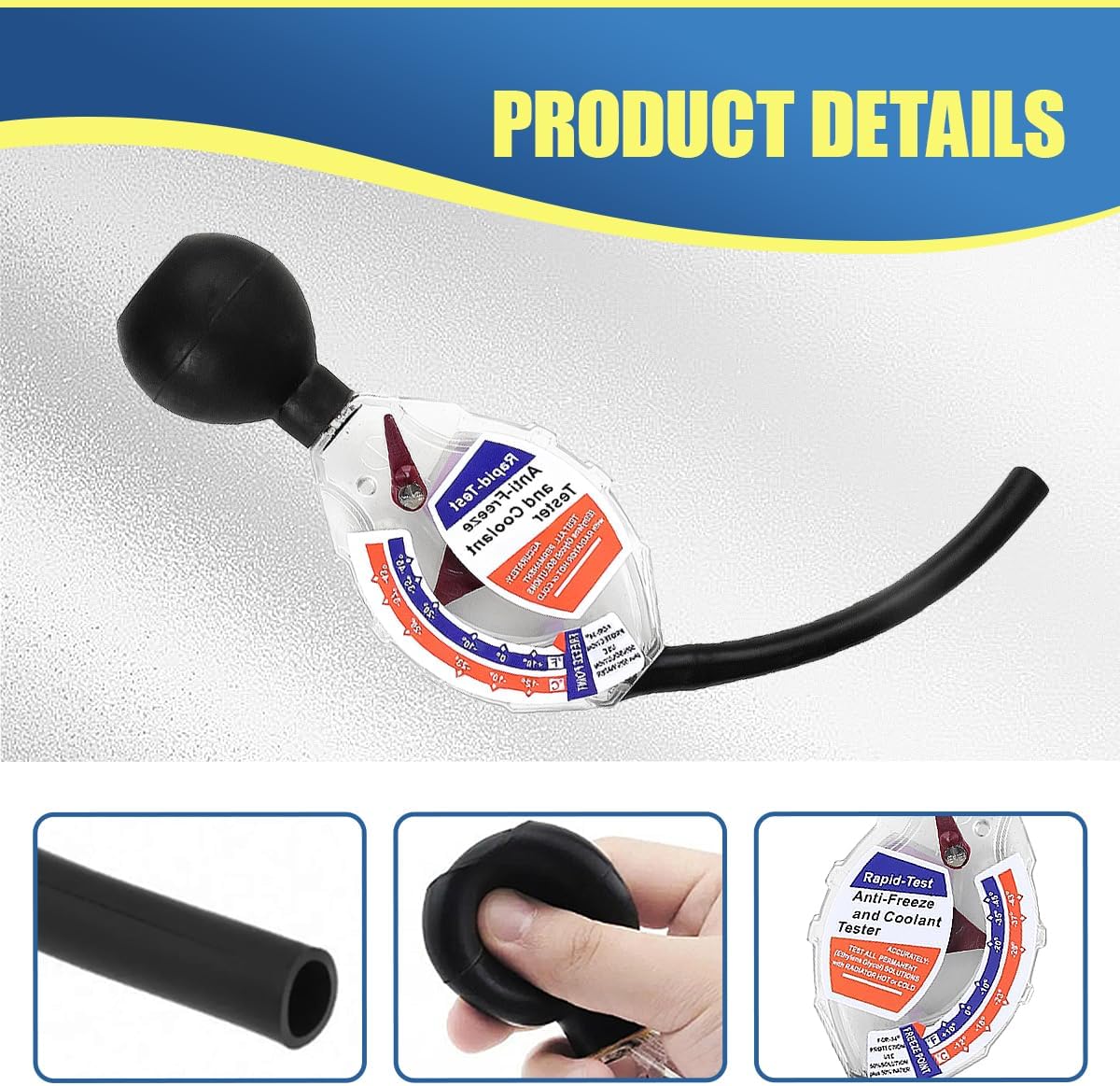 Coolant Tester Accessory, Automotive Antifreeze Tester, 6/12/24V Car Battery Liquid Densitometer, Universal High Accuracy Coolant Hydrometer Tester for Ethylene Glycol Coolant (1PC)