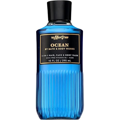 Bath & Body Works 3-in-1 Hair, Face & Body Wash for Men – Ocean Scent, Men's Shampoo & Cleanser with Pro-Vitamin B5 & Aloe, Coastal Air & Cypress Scent, 10 fl oz - 1 Pack