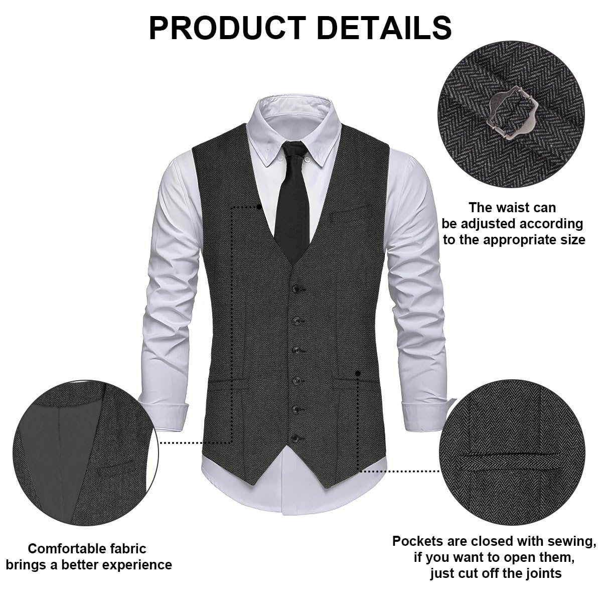 Disfraz de los años 20 para hombre, chaleco con accesorios, tirantes, muleta, reloj de bolsillo, barba, boina, gafas, alfiler de corbata para disfraz de mafia de los años 20, gángster, Peaky Blinders