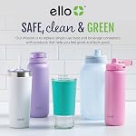 Ello Pop & Fill 32oz Stainless Steel Water Bottle with QuickFill Technology, Double Walled and Vacuum Insulated Metal, Leak Proof Locking Lid, Straw and Chug, Reusable, BPA Free, Forest Mist