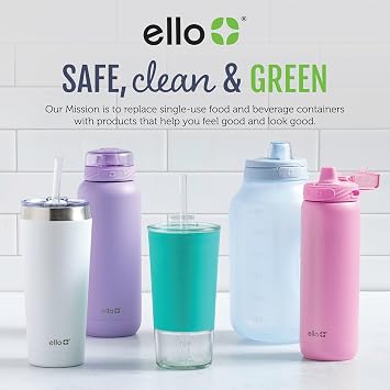 Ello Jane 18oz Ceramic Travel Mug with Handle and Built-In Coaster, Sandbar | Splash-resistant ceramic coffee tumbler with handle and silicone base. BPA-free, great for hot drinks, tea, and gifting.