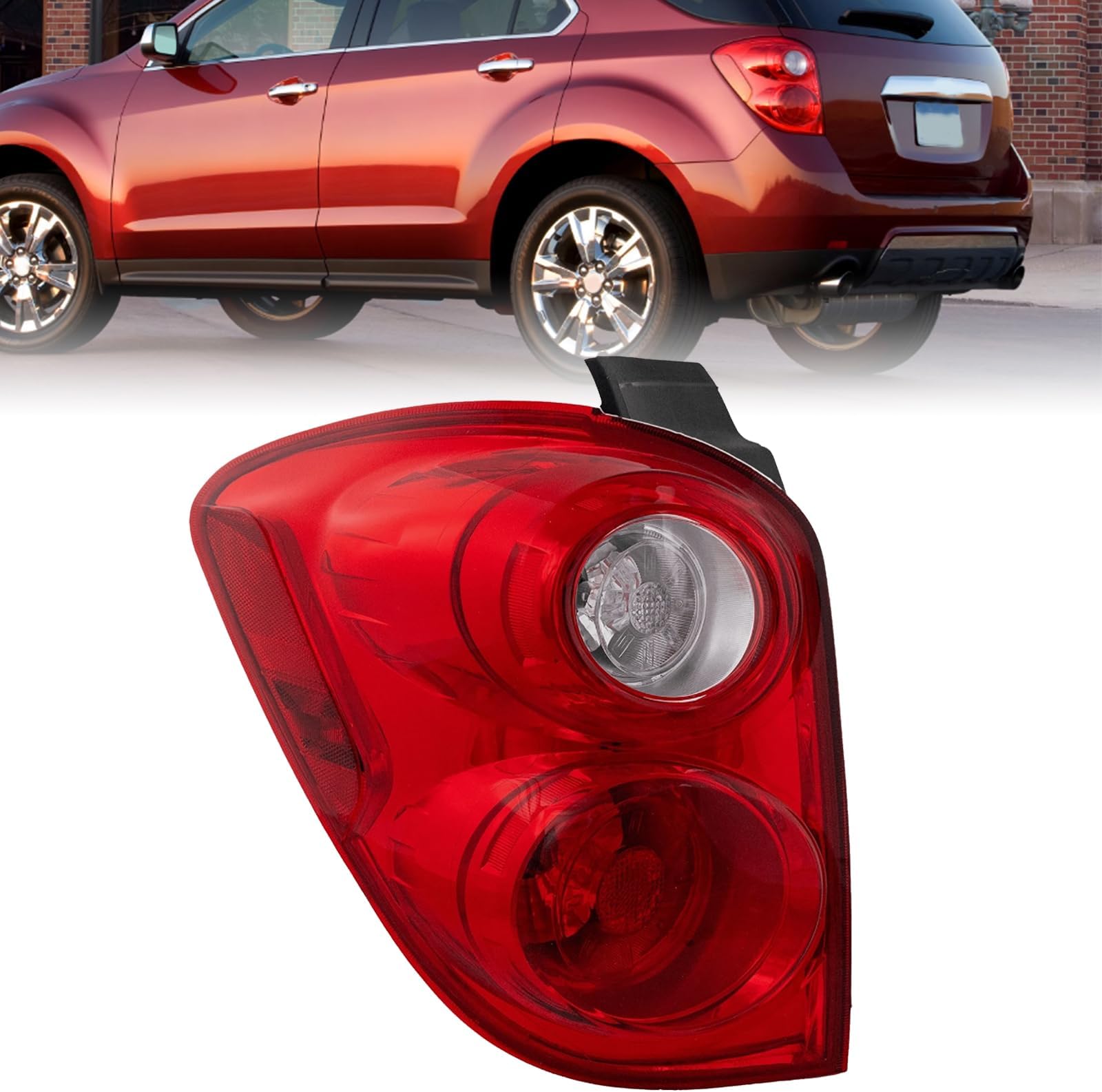 Rear Bumper Tail Lights Fit for 2010-2015 Chevy Equinox LH Replacement Brake Lights Red Brake Lamps with Bulbs and Harnesses