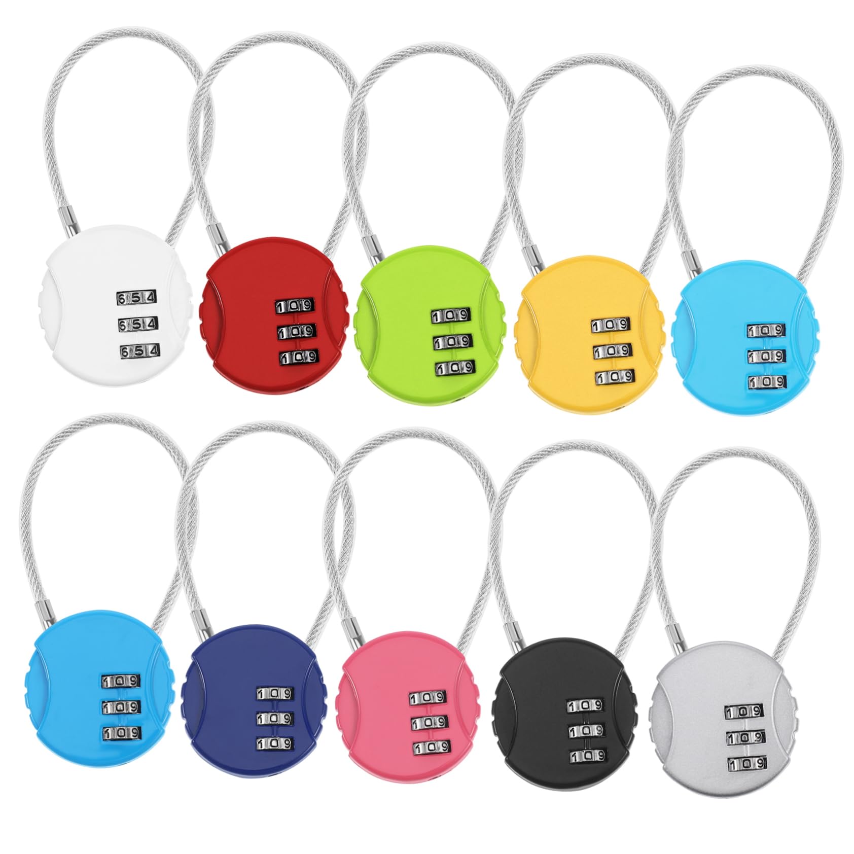 NUOBESTY 5 Set Valigie Con Cavo Codice Per Sicurezza Viaggio Colori Royal 10 Pezzi * 5