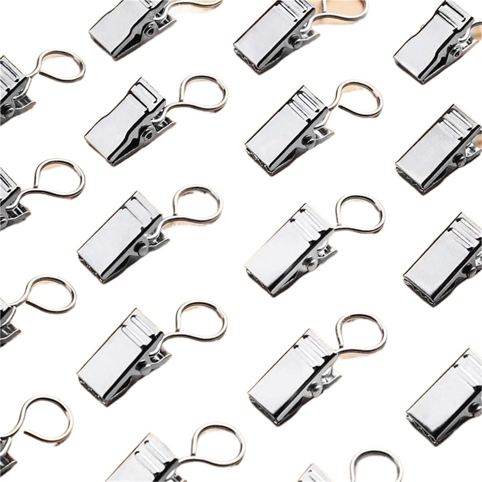 Shower Curtain Rings 10-120pcs Stainless Steel Curtain Clips Window Metal Clamp Hanging Socks Photos Drapes Decoration(100pcs)