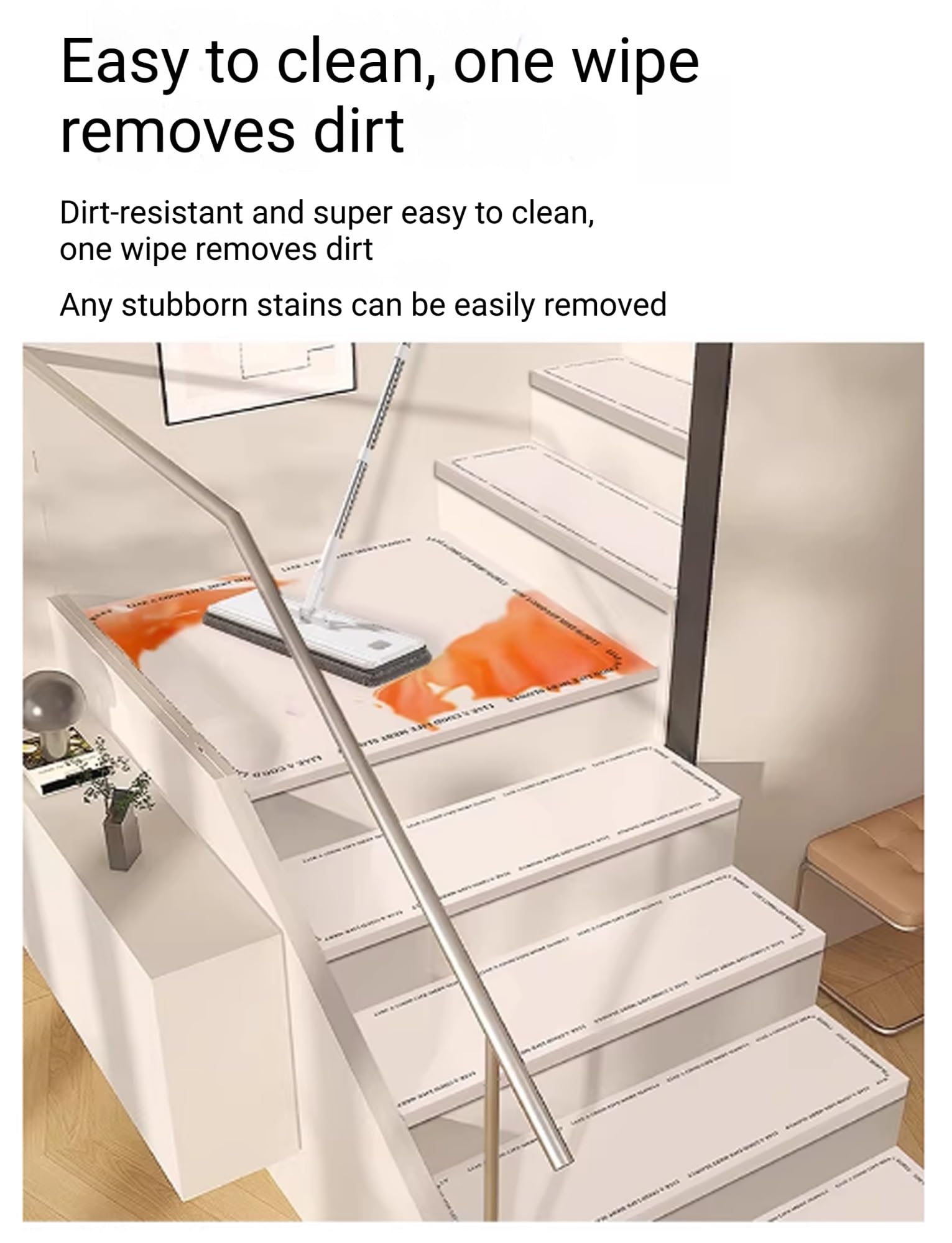 rutschfeste Treppenstufen, Treppenläufer-Teppichstufen for den Innenbereich mit wiederverwendbaren Treppenteppichen, Sicherheitsmatten(Color5,26x120cm)