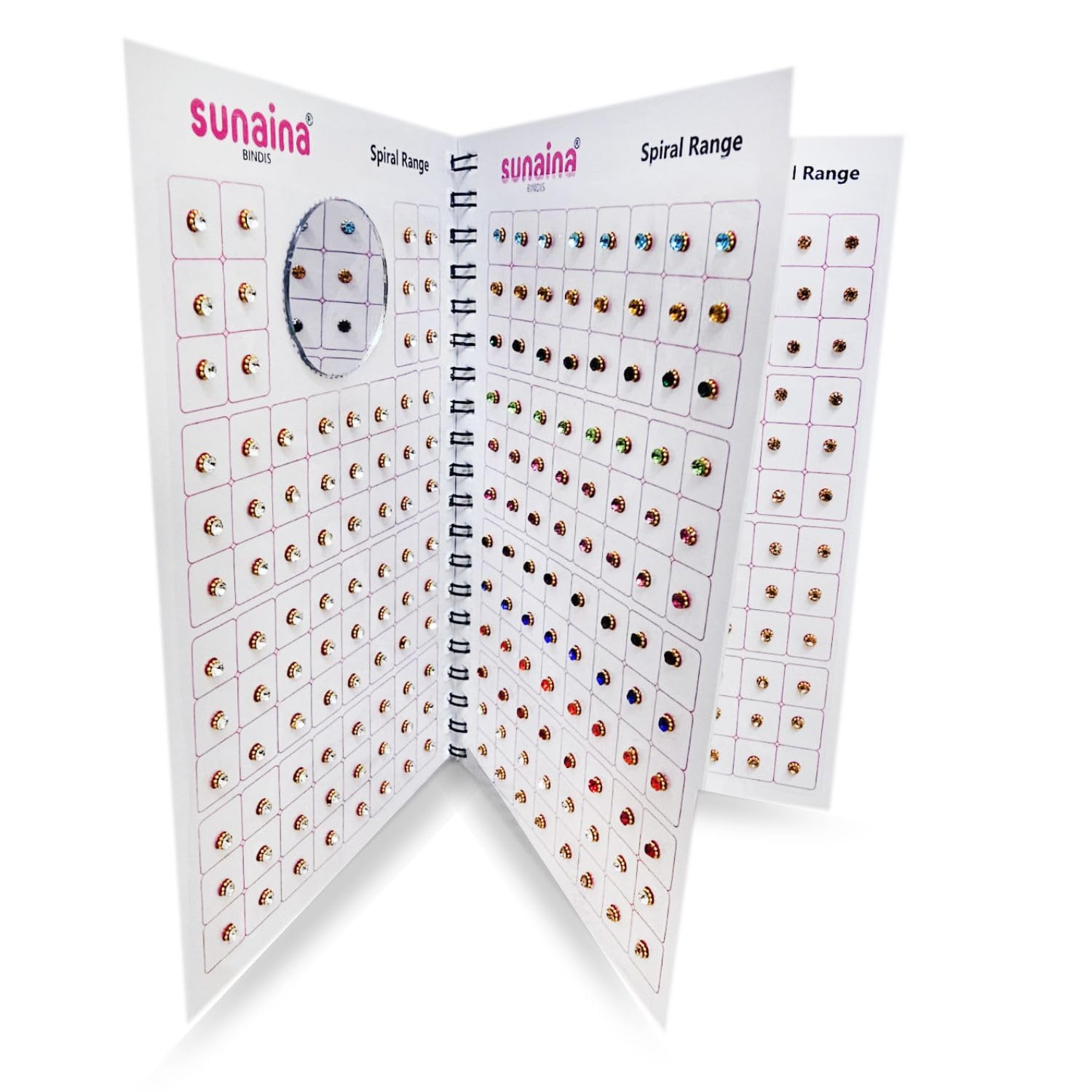 Sunaina New 3 Pages Multicolor Kundan Spiral Forehead Sticker Shine Stone Silver, Multicolor Or Golden Bindi for Women & Girls (Stone Bindi Book - 372)-image-10