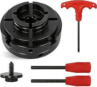 4 Inch Wood Lathe Chuck Set with Big Round Jaws,1" x 8 tpi thread - High-Grade 45 Steel, Nickel Plated Wood Turning Chuck