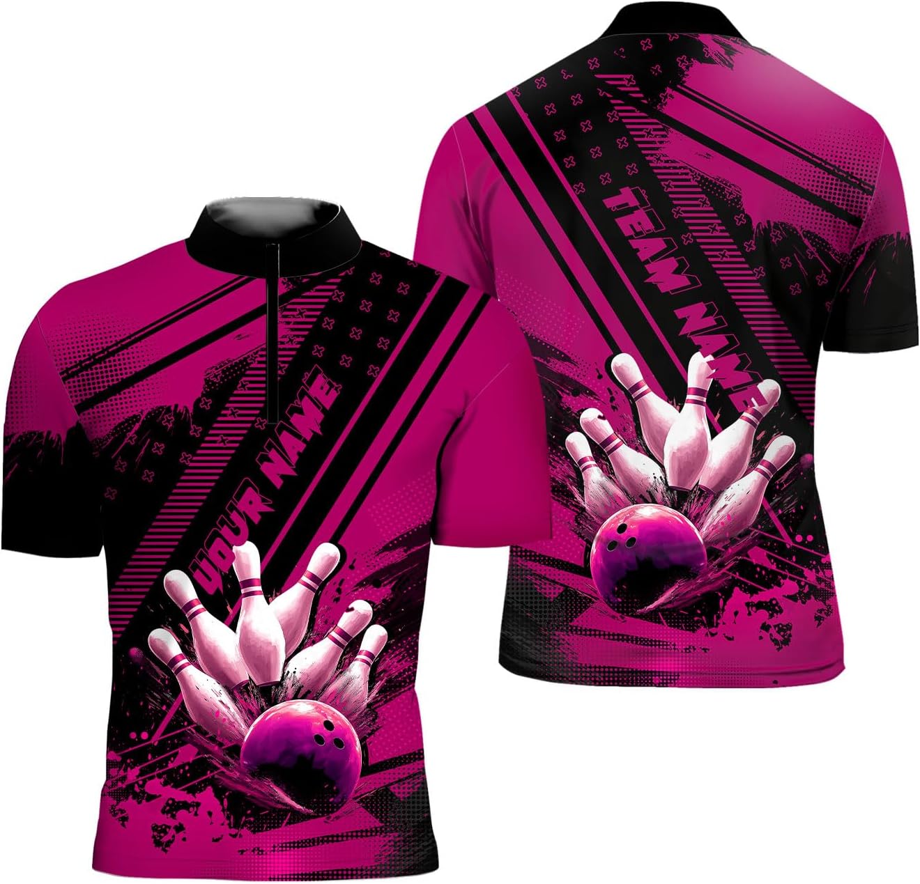 Rivelus Personalized Bowling Jersey 3D, Bowling Shirts for Team, Bowling Shirt Unisex for Men Women, Bowling Polo Shirts