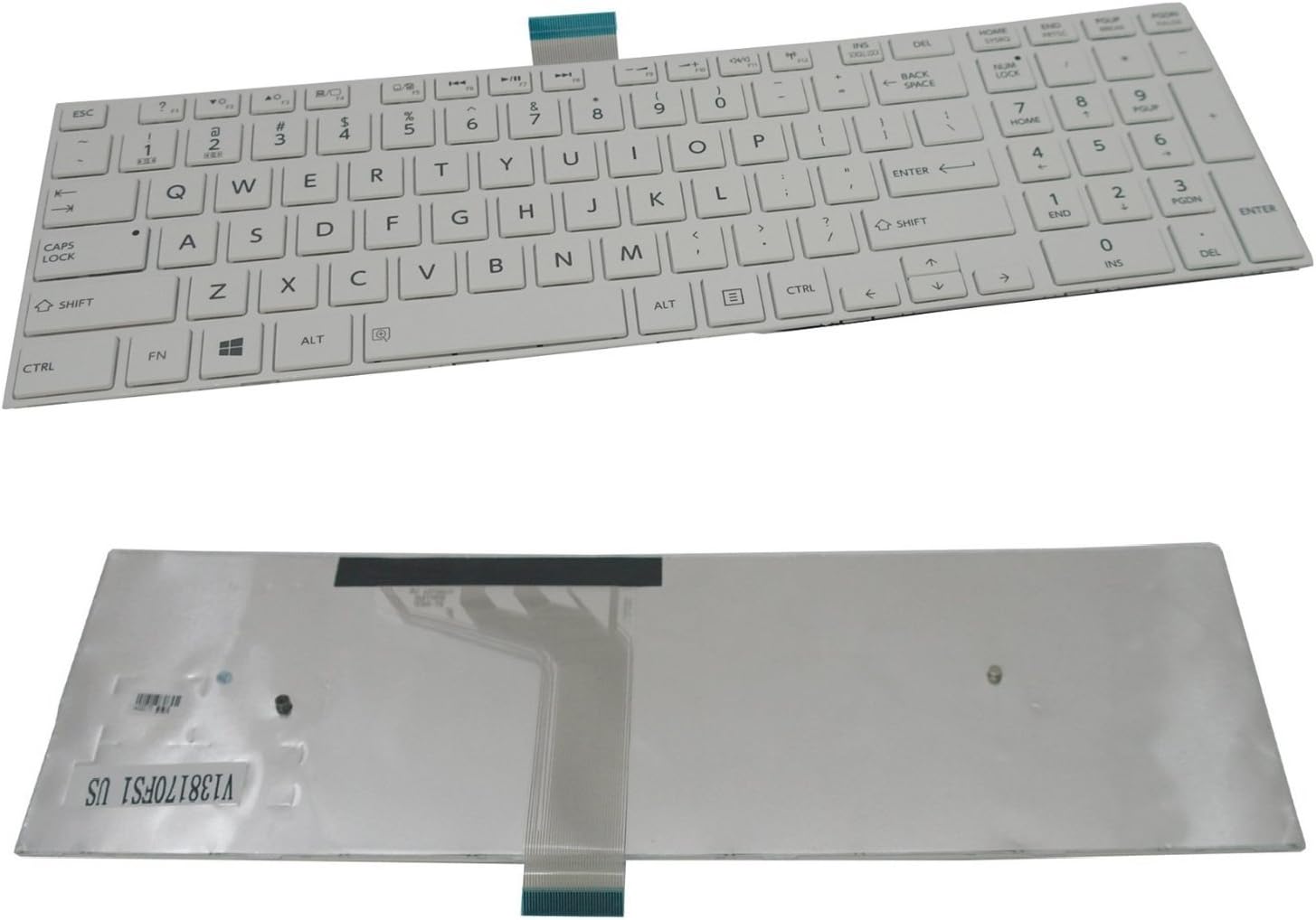 New Laptop US White Keyboard (with Frame) Replacement for Toshiba Satellite C55-A C55D-A C55DT-A C55T-A C50-A C50D-A C50DT-A C50T-A