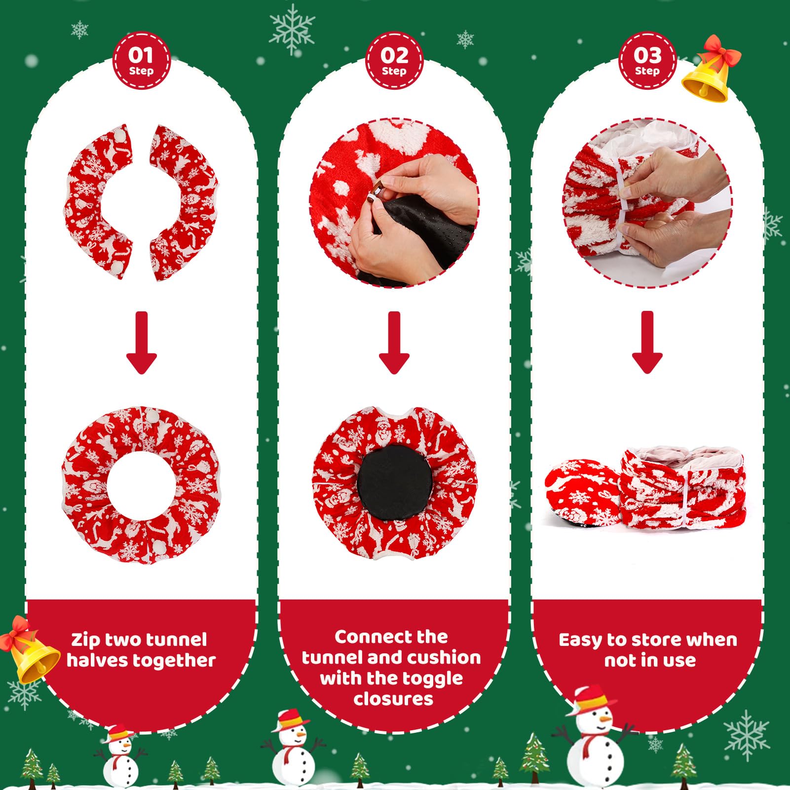 Lit Tunnel De Noël 3 En 1 Pour Chat Et Jupe D'arbre De Noël