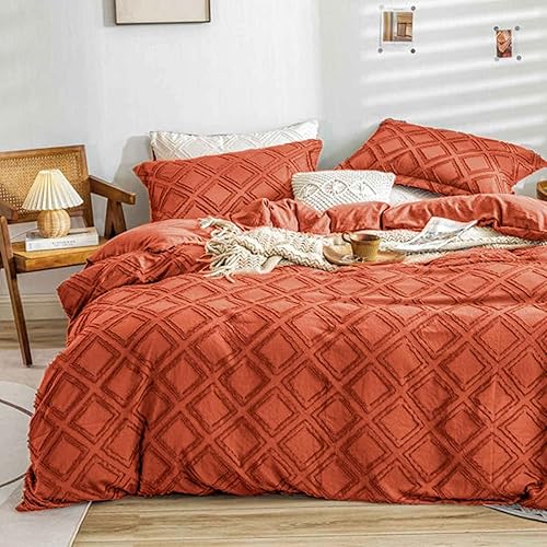 Miniatura 3 de Nanko - Edredón tamaño King color naranja, bohemio, jacquard suave, desgastado y elegante, microfibra alternativa, todas las estaciones, edredón de